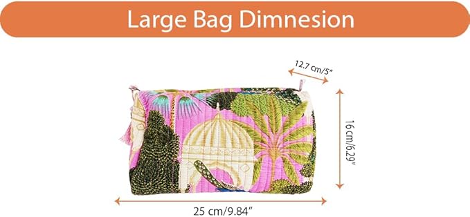 Rastogi Handicrafts Cosmetic Bags Set, 3 Piece Make Up Organizer Bag Storage Bags with Zipper Closure (3, Multicolor, Design-6)