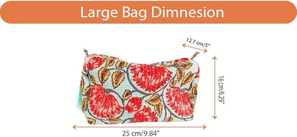 Rastogi Handicrafts Cosmetic Bags Set, 3 Piece Make Up Organizer Bag Storage Bags with Zipper Closure (3, Sky Blue, Design-4)