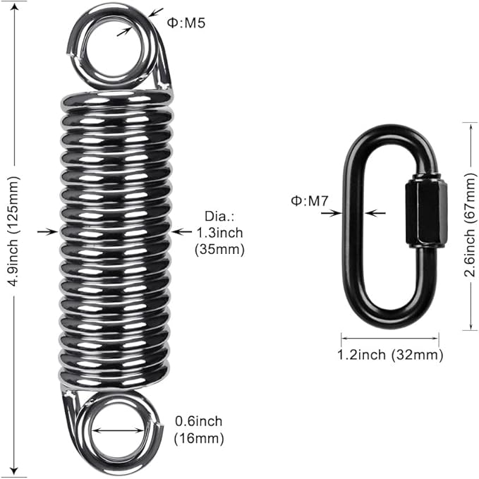 SELEWARE Heavy Duty Bag Spring for Punching Bag - Chrome Plated with Secure Closed-Loop Design for Boxing, MMA, and More, Smooth & Safe Suspension, Eliminates Ceiling Vibration During Boxing Workouts
