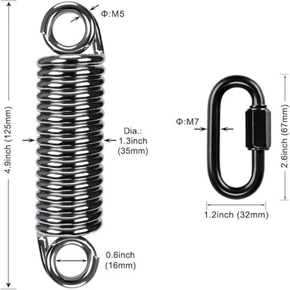 SELEWARE Heavy Duty Bag Spring for Punching Bag - Chrome Plated with Secure Closed-Loop Design for Boxing, MMA, and More, Smooth & Safe Suspension, Eliminates Ceiling Vibration During Boxing Workouts