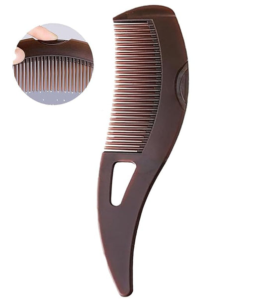Dandruff Comb Fine Tooth Scalp Detox Comb Lice for Women, Men & Kids Stainless Steel Scalp Detoxing, Sweep & Massage Hair Brush Tool for Hair Care (Brown)