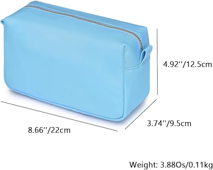 Organizer Bag Lightweight Cosmetic Bag with Ring Clasp Perfect Travel Makeup Bag for Women nylon Stand Up Design (Sky Blue/Nylon)