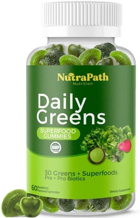 Superfood Daily Greens Gummies - Fruits, Veggies, and Super Foods for Immunity, Energy - 60 Gummies