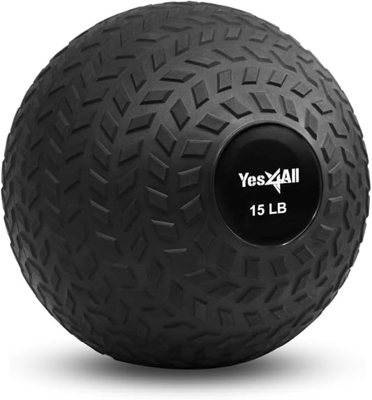 Yes4All Upgraded Fitness Slam Medicine Ball 15lbs for Exercise