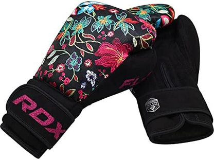 RDX Women Boxing Gloves for Training Muay Thai Flora Skin Ladies Mitts for Sparring, Fighting Kickboxing Good for Punch Bag, Focus Pads and Double End Ball Punching