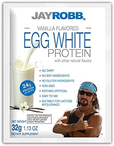 Jay Robb Vanilla Egg White Protein Powder, Low Carb, Keto, Vegetarian, Gluten Free, Lactose Free, No Sugar Added, No Fat, No Soy, Nothing Artificial, Non-GMO, Best-Tasting (Individual Packets)
