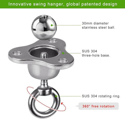 SELEWARE Punching Bag Hanger, Stainless Steel Heavy Bag Hanger with Carabiner, Heavy Duty 360° Rotation Wall Ceiling Mount Hook for Boxing Bags, Hammocks, Gym Swings, Yoga Swings, 1000LB Capacity