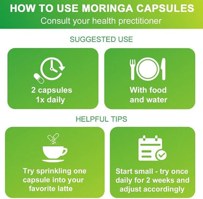 ZAYMAN Moringa Powder Capsules | 800mg of Pure Nutrient Rich Moringa Powder Moringa Supplement | 100% Pure & Natural Superfood, Vegan Greens, Multivitamin - Supports Energy, Skin Health, Gut Health