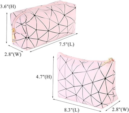 FITINI 3 Pieces Makeup Bags Double Layer Travel Large Cosmetic Cases Organizer Toiletry Bags Waterproof Small Zipper Pouch for Women Makeup Brush Storage Bag,Blush Pink