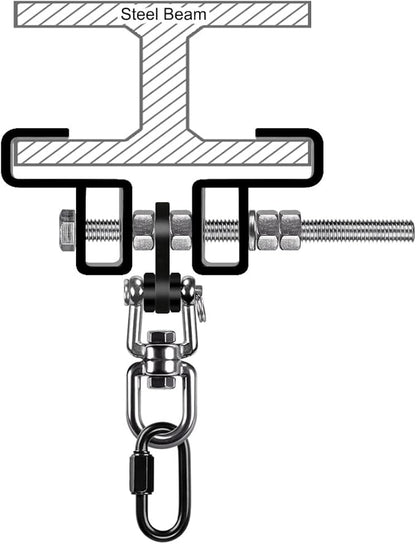 SELEWARE Heavy Duty Steel Beam Clamp, Heavy Bag Mount, Punching Bag Hanger Heavy Duty Holder for Boxing, Muay Thai and MMA Training (with Carabiner)