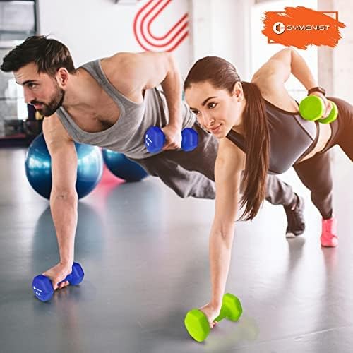 GYMENIST Pair of Dumbbells Set of 2 Soft Non Slip Grip Dumbbells Pair Covered with Neoprene (5 LB)