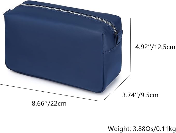 Organizer Bag Lightweight Cosmetic Bag with Ring Clasp Perfect Travel Makeup Bag for Women nylon Stand Up Design (Navy Blue/Nylon)
