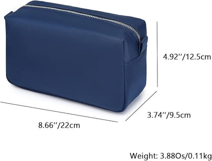 Organizer Bag Lightweight Cosmetic Bag with Ring Clasp Perfect Travel Makeup Bag for Women nylon Stand Up Design (Navy Blue/Nylon)