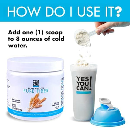 Yes You Can! Shake Booster Pure Fiber, Add to Complete Meal Replacement Shakes or Protein Shakes, Boost Shake with Sugarcane Fiber and Acacia Gums, Protein Shake Booster - Pure Fiber (30 Servings)