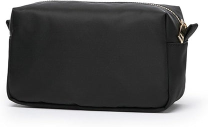 Organizer Bag Lightweight Cosmetic Bag with Ring Clasp Perfect Travel Makeup Bag for Women nylon Stand Up Design (Black/Nylon)