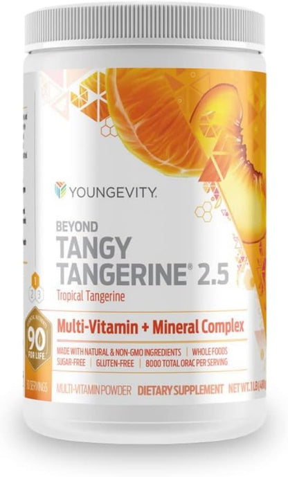 Youngevity Beyond Tangy Tangerine 2.5 Tropical Tangerine Ultimate Multi-Vitamin & Mineral Complex - Made with Natural & Whole Foods | 8,000 ORAC