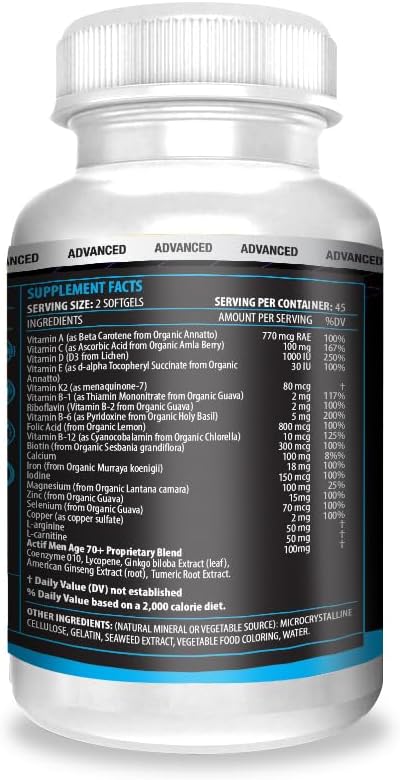 ACTIF Multivitamin for Men Age 70+ with 30 Advanced Factors – Non GMO, Made in USA, 90 Count