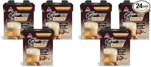 AtkinsCafé Caramel Iced Coffee Protein Shake, 15g Protein, Low Glycemic, 3g Net Carb, 1g Sugar, Keto Friendly (Pack of 2)