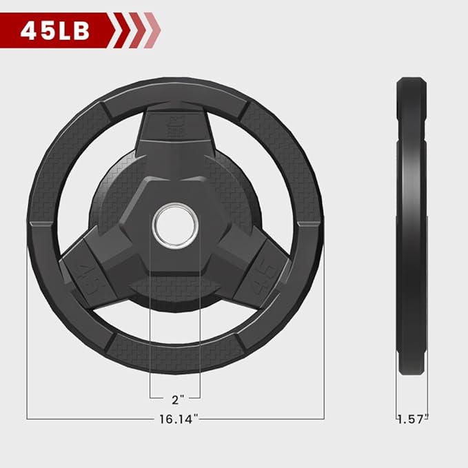 Weight Plate 2-Inch Rubber Coated Olympic Grip Plate 2.5/5/10/15/25/35/45 LB
