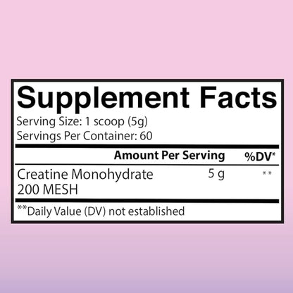 100% Creatine for Women, Premium Creatina Monohydrate Powder 200 Mesh Micronized, Glute Builder Supplement, Drink Mix, Unflavored, 60 Servings