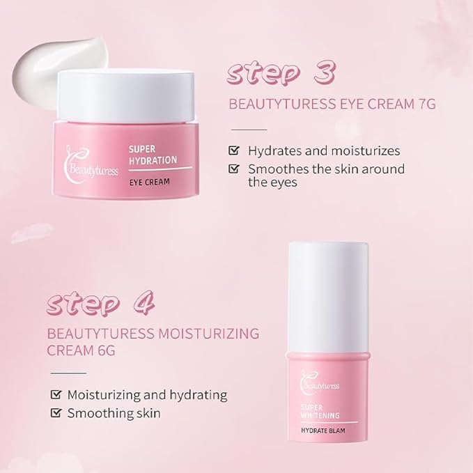 Hydrating Mini Skincare Set - Travel & Gym Essentials - Enrich Sodium Hyaluronate - Small Skin Care Kit with Face Cleanser, Serum, Balm, Eye Cream & Night Cream, Facial Kit for Women