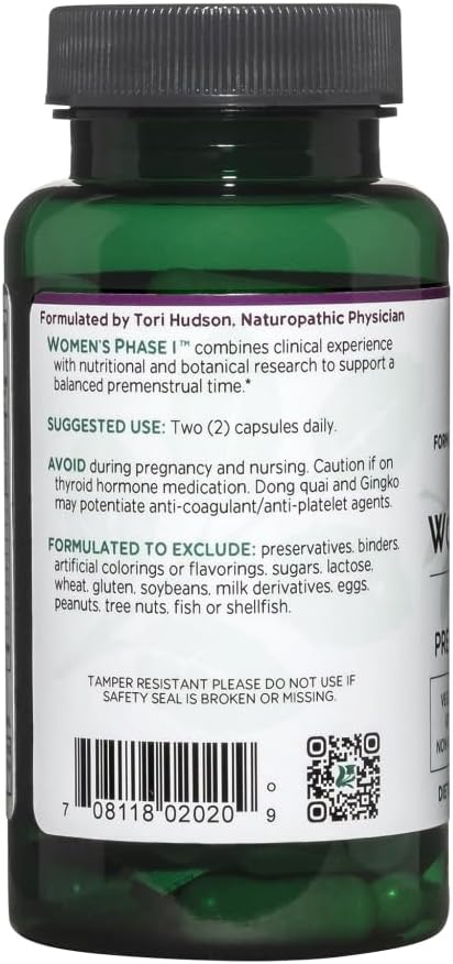 Vitanica Women's Phase I, Premenstrual Support, Vegan, 60 Capsules