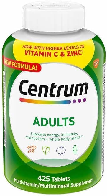 Centrum Silver Adult Multivitamin 425 Tablets + Exclusive Sticker, Higher level of Vitamin C & Zinc