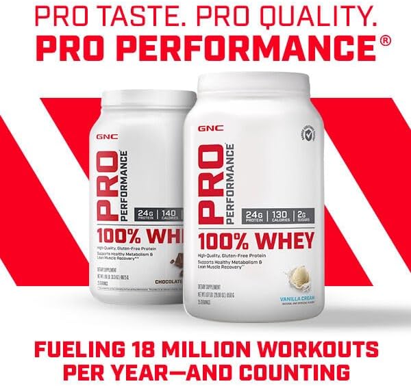 GNC Pro Performance 100% Whey Protein Powder | Supports Healthy Metabolism and Lean Muscle Recovery | Vanilla Cream | 25 Servings