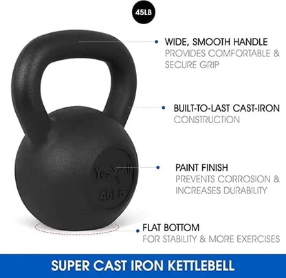Yes4All Kettlebell Adjustable/Cast Iron/Protective Base Solid Smooth