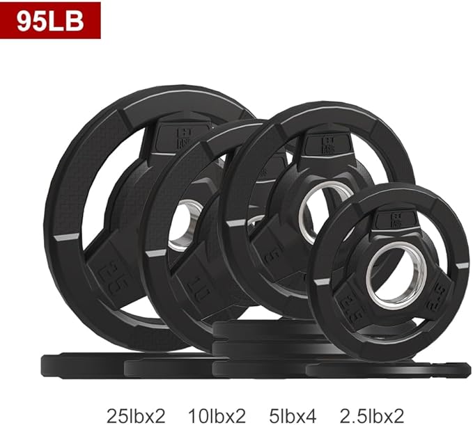 Weight Plate 2-Inch Rubber Coated Olympic Grip Plate 2.5/5/10/15/25/35/45 LB