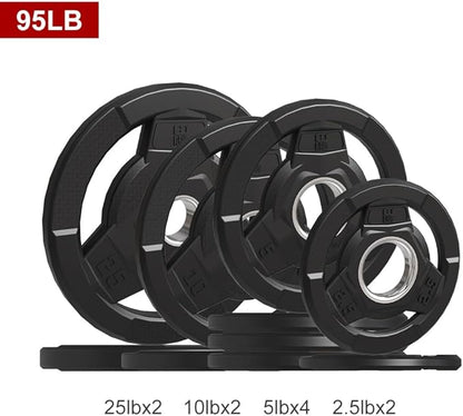 Weight Plate 2-Inch Rubber Coated Olympic Grip Plate 2.5/5/10/15/25/35/45 LB