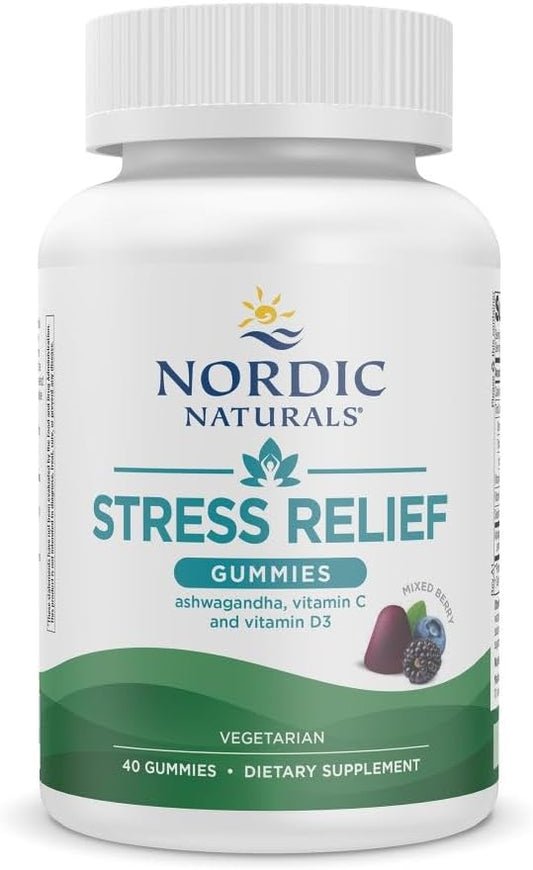 Nordic Naturals Stress Relief Gummies, Mixed Berry, 40 Gummy Supplements, Supports Daily Mood and Immune System Health, Non-GMO, Vegetarian, 20 Servings