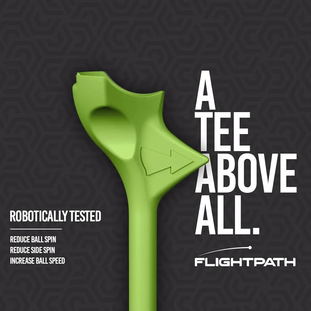 FLIGHTPATH Premium Golf Tees - 3.25" Durable Plastic Golf Tees Designed to Enhance Golf Shot Distance & Precision - Robotically Tested to Reduce Ball Spin - USGA Approved Golf Equipment
