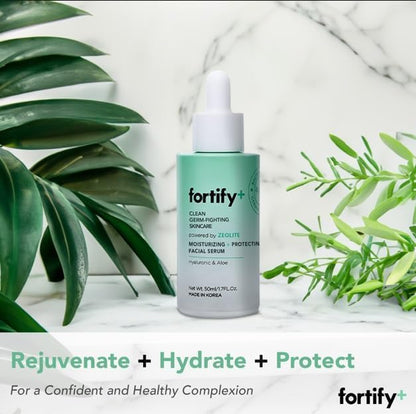 9-in-1 Korean Hyaluronic Acid Face Serum with Aloe Vera & Zeolite - Deep Hydrating, Anti-Aging & Protecting - Clean Beauty, Natural Germ-Fighting - All Skin Types - 50ML/1.7Fl.Oz