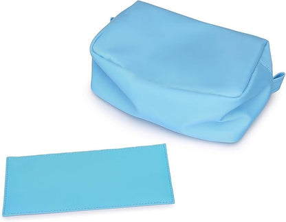 Organizer Bag Lightweight Cosmetic Bag with Ring Clasp Perfect Travel Makeup Bag for Women nylon Stand Up Design (Sky Blue/Nylon)