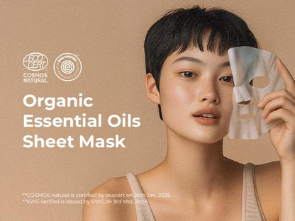 INNA Organic Sheet Mask - Soothing, Sun relief, Calming, EWG & COSMOS Certified (Pack of 5) | Rose Geranium Essential Oils Infused Skin Care | Luxury Clean Beauty