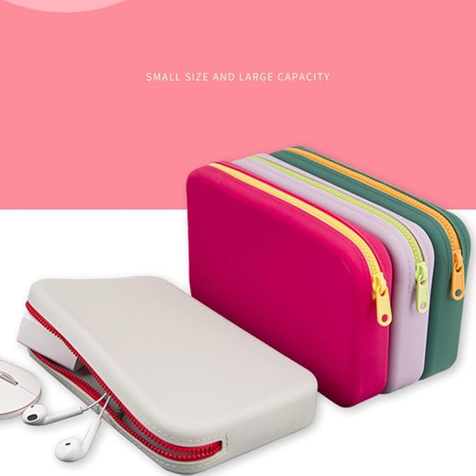 Silicone Large Makeup Bag, Travel Toiletry Bag For Women Big Makeup Bag Organizer Portable Cosmetic Bag Zipper Pouch Purse Waterproof Makeup Storage Bag (Medium Purple)