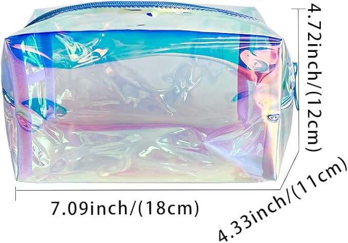 ONEART Holographic Iridescent Cosmetic Bag,Portable Waterproof Cosmetic Makeup Pouch with Zipper, Toiletry Bag for Women,Laser Cosmetic Bags for Travel