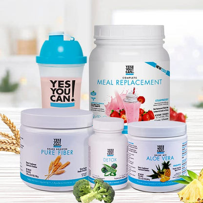 Yes You Can! Detox Plus Kit, Daily Cleanse Pure Fiber Meal Replacement, Drink Mix, Shake Booster & Supplement, Body Cleanse Kit for Women, Daily System Cleanse - Vanilla, Aloe Vera Peach Lemonade