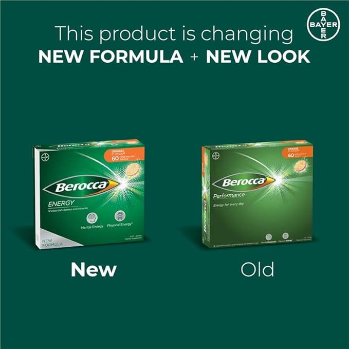 Berocca Energy Vitamin B & C Orange Flavour Effervescent Tablets 60 Pack