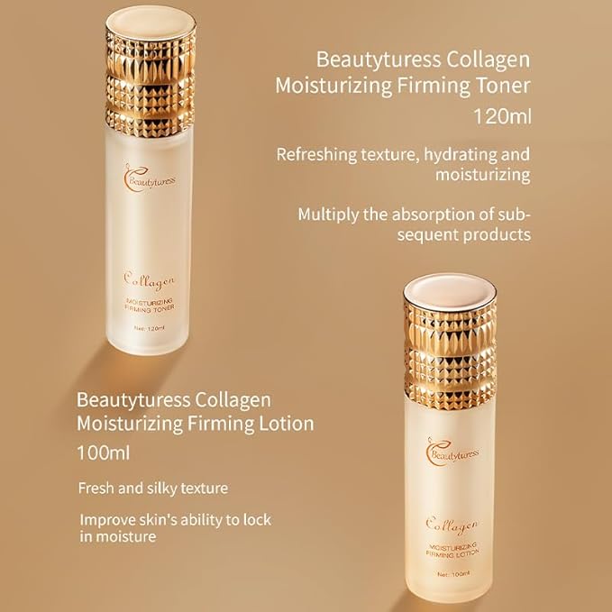 Korean Collagen Skincare Set for Women - Snail Mucin Infused - Deep Moisturizing & Firming Skin - Included Face Toner, Ampoule Serum, Lotion, Eye Cream, Idea Gift For Mother,Girlfriend