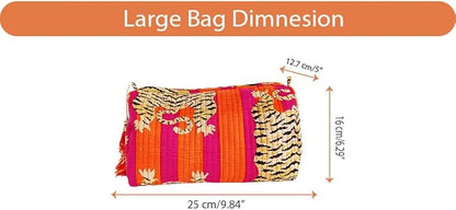 Rastogi Handicrafts Cosmetic Bags Set, 3 Piece Make Up Organizer Bag Storage Bags with Zipper Closure (3, Dark Pink, Design-7)