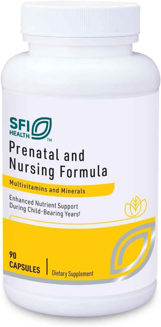 Klaire Labs SFI Health Prenatal & Nursing Formula - Postnatal & Prenatal Vitamins for Women Who Are Pregnant, Breast-Feeding or Planning Pregnancy - With Chelated Iron & Bioactive Folate (90 Capsules)