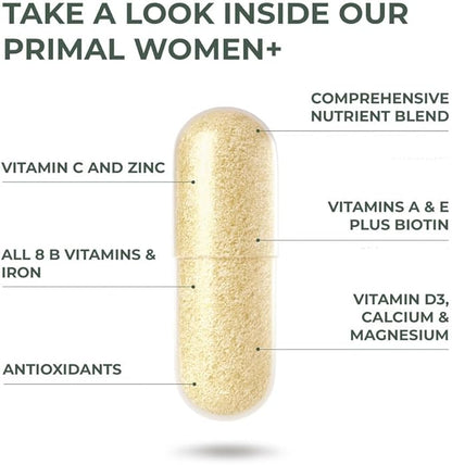 Primal Harvest Multivitamin for Women Vitamin A, Vitamin C, Vitamin D and E, Vitamin B12, B6, Biotin, Zinc Supplements, 30 Capsules (Womens 2 Pack)