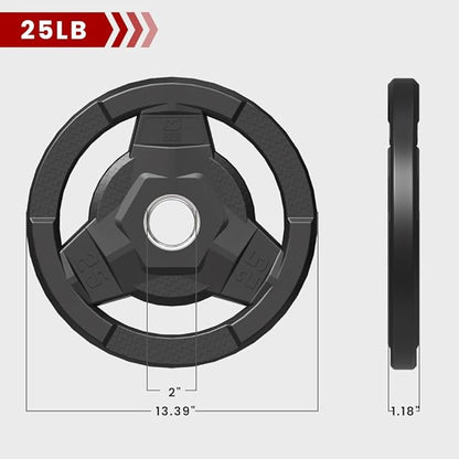 Weight Plate 2-Inch Rubber Coated Olympic Grip Plate 2.5/5/10/15/25/35/45 LB