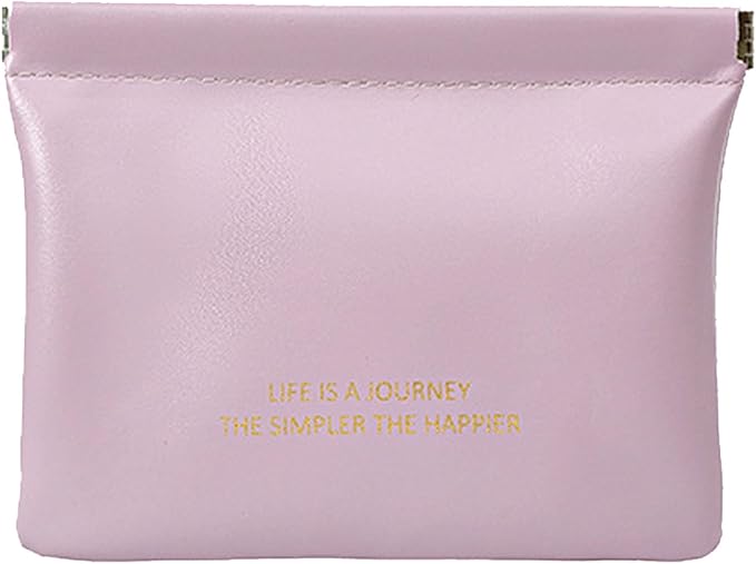 Small Makeup Bag for Purse, Mini Self-closing Cosmetic Bags for Women, Coin Purse Multifunctional Travel Makeup Pouch Organizer for Lipsticks Cosmetic Accessories Jewelry Headphones, Purple