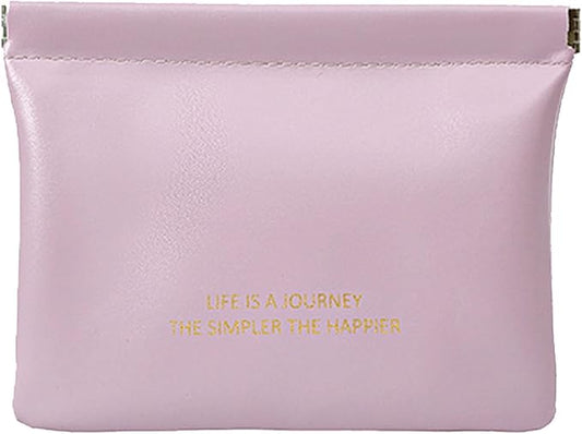 Small Makeup Bag for Purse, Mini Self-closing Cosmetic Bags for Women, Coin Purse Multifunctional Travel Makeup Pouch Organizer for Lipsticks Cosmetic Accessories Jewelry Headphones, Purple