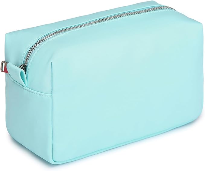 Organizer Bag Lightweight Cosmetic Bag with Ring Clasp Perfect Travel Makeup Bag for Women nylon Stand Up Design (Mint Green/Nylon)