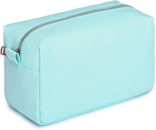 Organizer Bag Lightweight Cosmetic Bag with Ring Clasp Perfect Travel Makeup Bag for Women nylon Stand Up Design (Mint Green/Nylon)