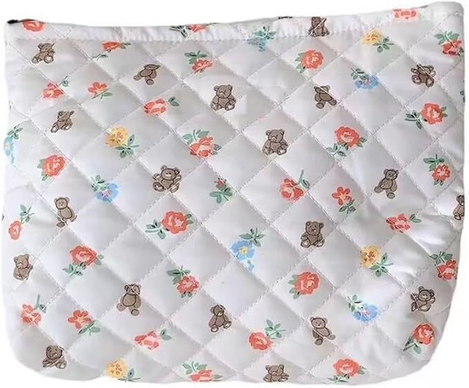 Cosmetic Bags for Women Makeup Bag Large Capacity Purse Travel Toiletry Zipper Storage Pouch Make up Brushes Organizer for Gifts (White, mini Bear)